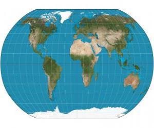 yapboz Dünya Haritası. Bütün dünya gösterimini veren Robinson projeksiyonu ile eşleştirin